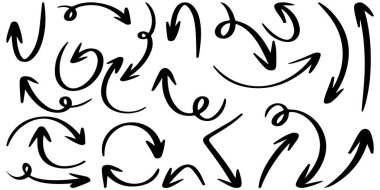 El çizilmiş vektör okları beyaz arkaplana karalama yapar. tasarım element vektör illüstrasyonu.