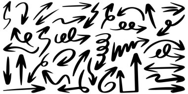 El çizilmiş vektör okları beyaz arkaplana karalama yapar. tasarım element vektör illüstrasyonu.