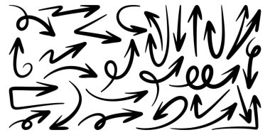 El çizilmiş vektör okları beyaz arkaplana karalama yapar. tasarım element vektör illüstrasyonu.