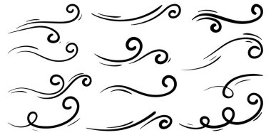 Rüzgarın eskiz stili konsept tasarımı için çizilmiş el çizimi çizimi.