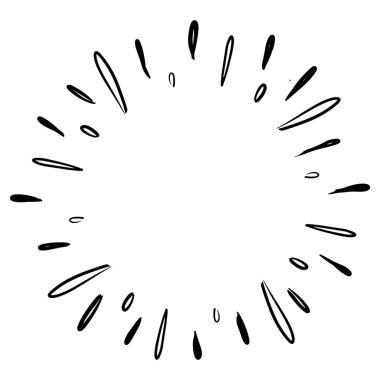 Yıldız patlaması, güneş patlaması, Element Havai fişek Kara Işınları. Çizgi roman patlama etkisi. Yayılıyor, radyal çizgiler. konsept tasarım için karikatür el çizimi.