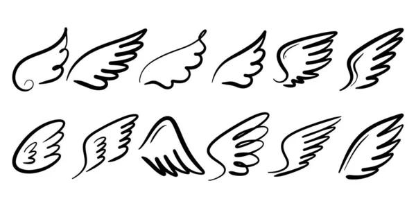 디자인에 삽화를 Abstract Wings Doodle Sketch 스타일 — 스톡 벡터