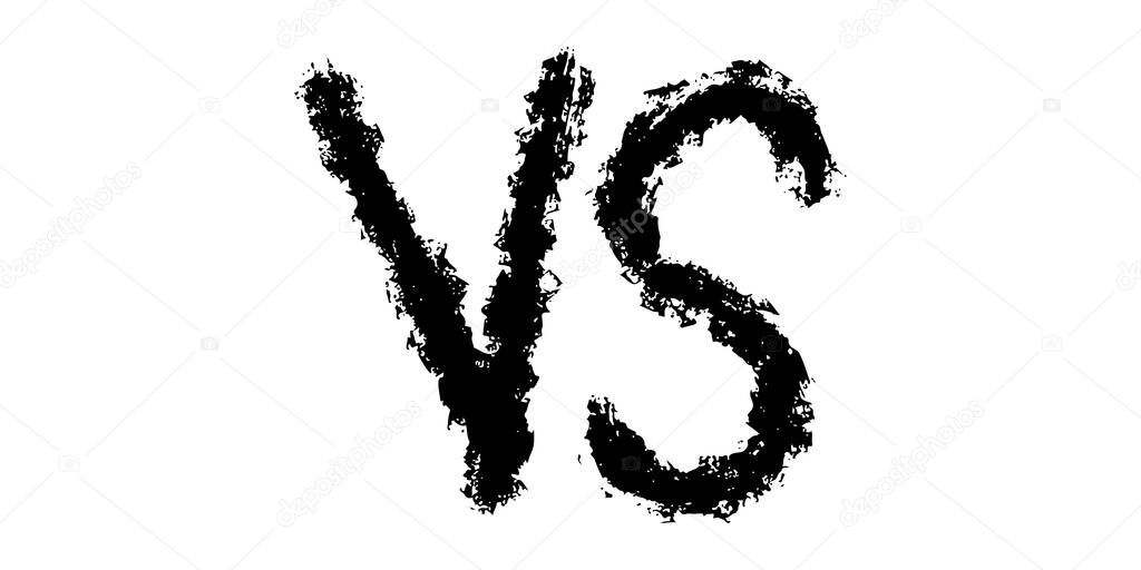 Doodle sketch style of Versus Or VS Letters Logo cartoon hand drawn illustration for concept design. Comic fighting duel with lightning ray border.