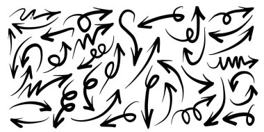 El çizilmiş vektör okları beyaz arkaplana karalama yapar. tasarım element vektör illüstrasyonu.