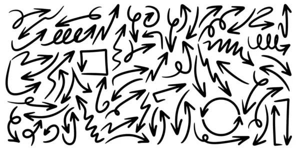 El çizilmiş vektör okları beyaz arkaplana karalama yapar. tasarım element vektör illüstrasyonu.