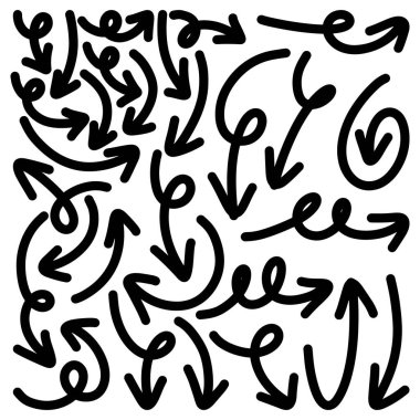 El çizilmiş vektör okları beyaz arkaplana karalama yapar. tasarım element vektör illüstrasyonu.