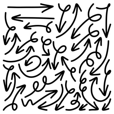 El çizilmiş vektör okları beyaz arkaplana karalama yapar. tasarım element vektör illüstrasyonu.