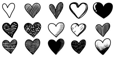 Konsept tasarımı için karalama çizim stili kalp ikonu vektör çizimi.