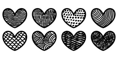 Konsept tasarımı için karalama çizim stili kalp ikonu vektör çizimi.