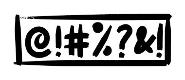 Küfür ikonlarının çizim stili konsept tasarım için çizilmiş el çizimi çizimi.