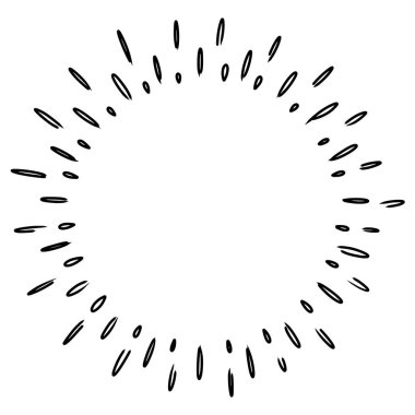 Yıldız patlaması, güneş patlaması, Element Havai fişek Kara Işınları. Çizgi roman patlama etkisi. Yayılıyor, radyal çizgiler. konsept tasarım için karikatür el çizimi.