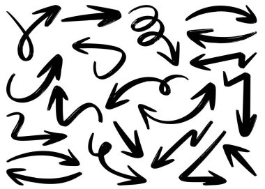 El çizilmiş vektör okları beyaz arkaplana karalama yapar. tasarım element vektör illüstrasyonu.