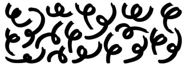 Soyut modern geometrik eğri dalgalı ve fırça darbeleri vektör süsleme arka planı. Karalama grunge tarzında soyut şekiller.