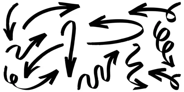 El çizilmiş vektör okları beyaz arkaplana karalama yapar. tasarım element vektör illüstrasyonu.