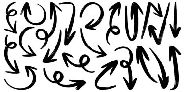 El çizilmiş vektör okları beyaz arkaplana karalama yapar. tasarım element vektör illüstrasyonu.