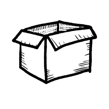 Konsept tasarım için çizilmiş karton kutunun karalama çizim biçimi.