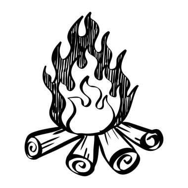 Kavram tasarımı için kamp ateşi yakacak odun karikatür vektör çizimi çizim biçimi.