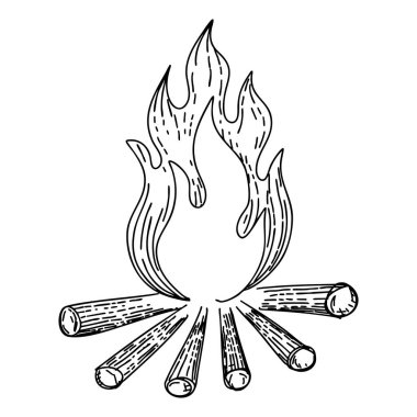 Kavram tasarımı için kamp ateşi yakacak odun karikatür vektör çizimi çizim biçimi.