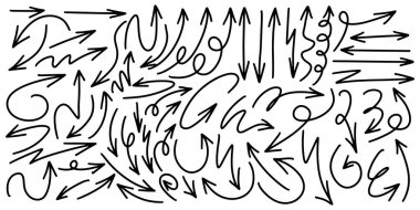 El çizilmiş vektör okları beyaz arkaplana karalama yapar. tasarım element vektör illüstrasyonu.