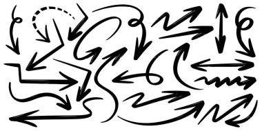 El çizilmiş vektör okları beyaz arkaplana karalama yapar. tasarım element vektör illüstrasyonu.