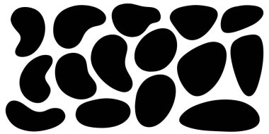 Organik leke, leke. Beyaz arka planda izole edilmiş rastgele organik geometrik yuvarlak desen. Rastgele leke, mürekkep lekesi. vektör illüstrasyonu.