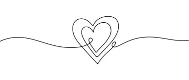 Elle çizilmiş Kalpler 'in çizim biçimi konsept tasarım için sürekli bir çizgi çizim vektörü çizimi çizimi.