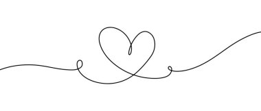 Elle çizilmiş Kalpler 'in çizim biçimi konsept tasarım için sürekli bir çizgi çizim vektörü çizimi çizimi.