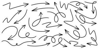 El çizilmiş vektör okları beyaz arkaplana karalama yapar. tasarım element vektör illüstrasyonu.