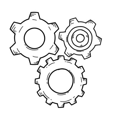 Concept of business idea. Doodle sketch style of Hand drawn gear vector illustration.