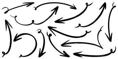 El çizilmiş vektör okları beyaz arkaplana karalama yapar. tasarım element vektör illüstrasyonu.