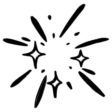 Siyah el parıltı patlama karalama simgesi beyaz arka plan üzerinde yıldız patlaması ve ışık efektleri ile.