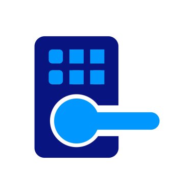 Otel kapısı kilidi, akıllı anahtar kilidi, güvenlik sistemleri, ev otomasyonu, erişim kontrolü, şifre tanıma, güvenlik kartı olan kapı kolu, anahtar kartı. simge seti.