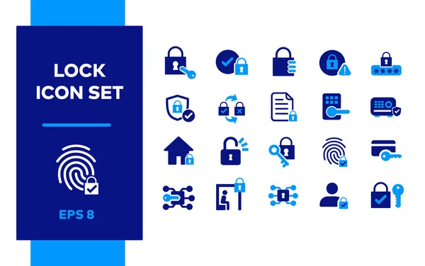 Lock icon set. Open lock, unlock, padlock, Disruption, Service, Anti virus software, Fingerprint scan, scanner with key, Password Recovery, Shield, Door Key, Safe box, Cash Register, Cachier.
