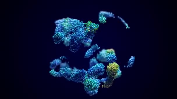Renkli Odaklanmamış Kürelerin Karmaşık Hareketi Toplar Molekülün Etrafındaki Elektronların Veya — Stok video