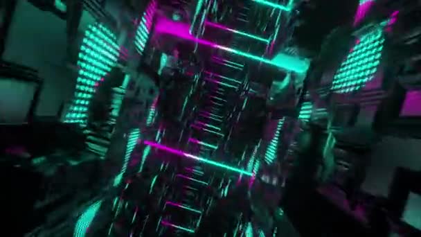 Voando Espaço Informação Cyber Hud Tunnel Futuristic Background Perfeito Para — Vídeo de Stock