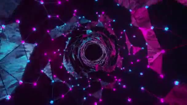 Futuristic Cyber Tunnel Plexus Background Perfect Motion Graphic Presentations Transitions — Stock Video