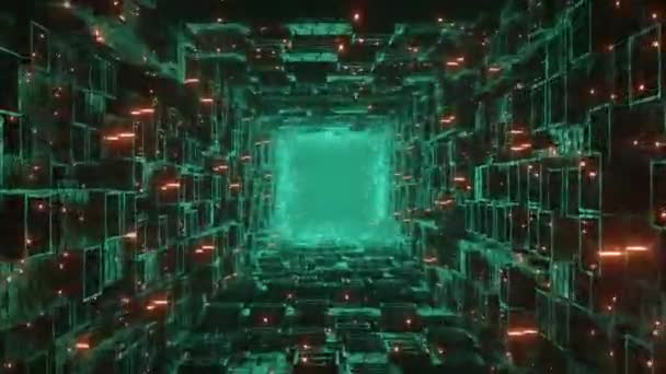 Latanie Przez Futurystyczne Nocne Science Fiction Użyj Aby Poprawić Prezentację — Wideo stockowe