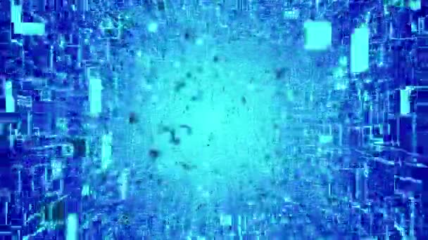 Abstract Digital Tunnel Artificial Intelligence Neural Network Visual Representation Flying — Stock video