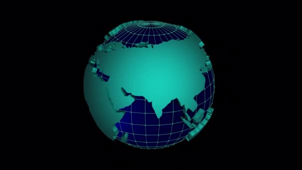 Rotating Planet Earth Isolated Transparent Background Globe Isolated Alpha Channel — Stock Video