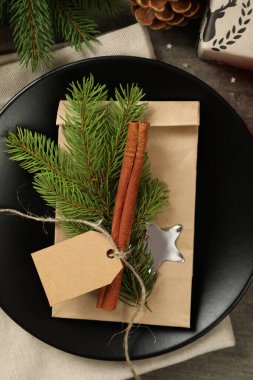 Mutlu yıllar kavramı, Noel sofrası kurma, üst manzara.