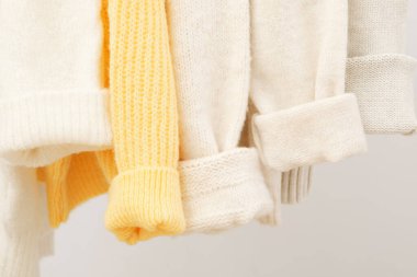 Concept of autumn clothes, autumn season wardrobe