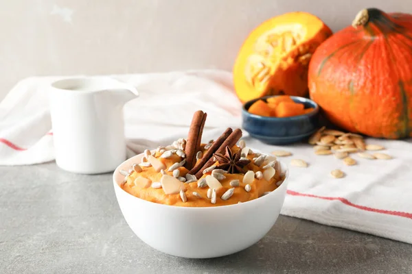 Concept Autumn Vibe Food Pumpkin Porridge — Stock Photo, Image