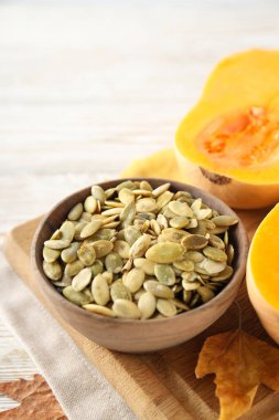 Sonbahar titreşimli yiyecek kavramı, balkabağı, balkabağı tohumu, metin için alan