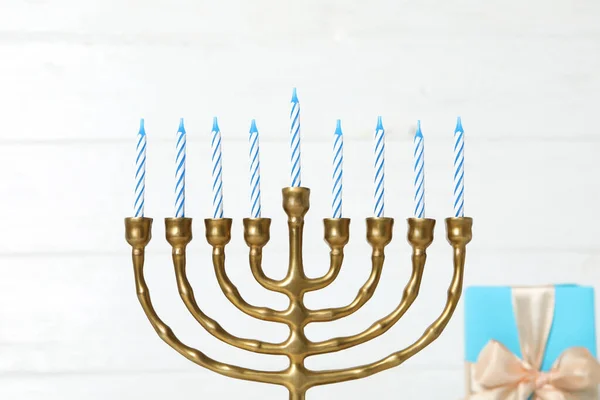 Concept Jewish Holiday Hanukkah Space Text — Stock Photo, Image