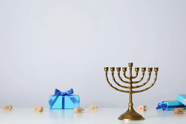 Concepto Fiesta Judía Hanukkah Espacio Para Texto —  Fotos de Stock