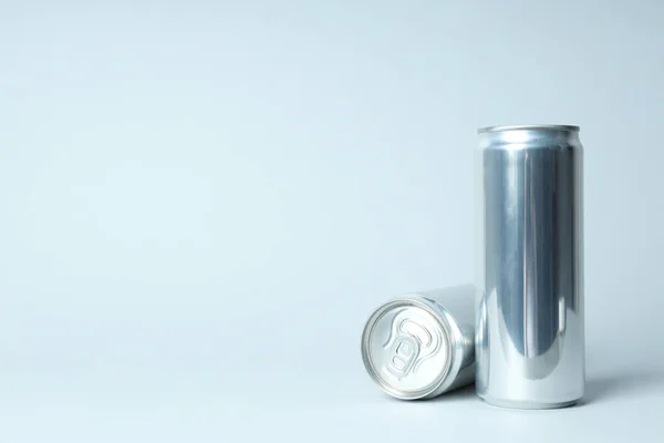 Concept Drink Blank Cans Space Text — Stock Photo, Image