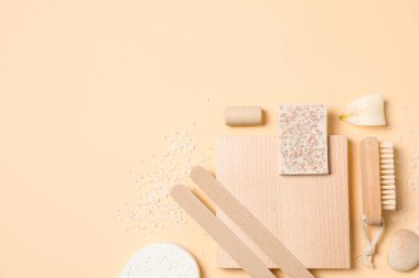 Yaratıcı moodboard bileşiminin düz yatağı, metin için boşluk