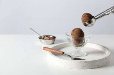 Lezzetli yemek kavramı, dondurma, yazı için yer