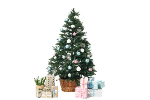 Konzept Von Weihnachten Weihnachtsbaum Isoliert Auf Weißem Hintergrund — Stockfoto