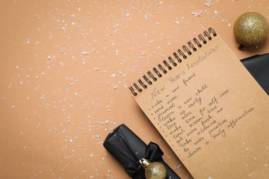 Yeni Yıl Kararları Listesi kavramı, yeni yıl hedefleri, metin için alan